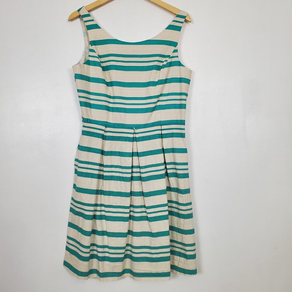 J Howard striped pleated sleeveless dress size 14